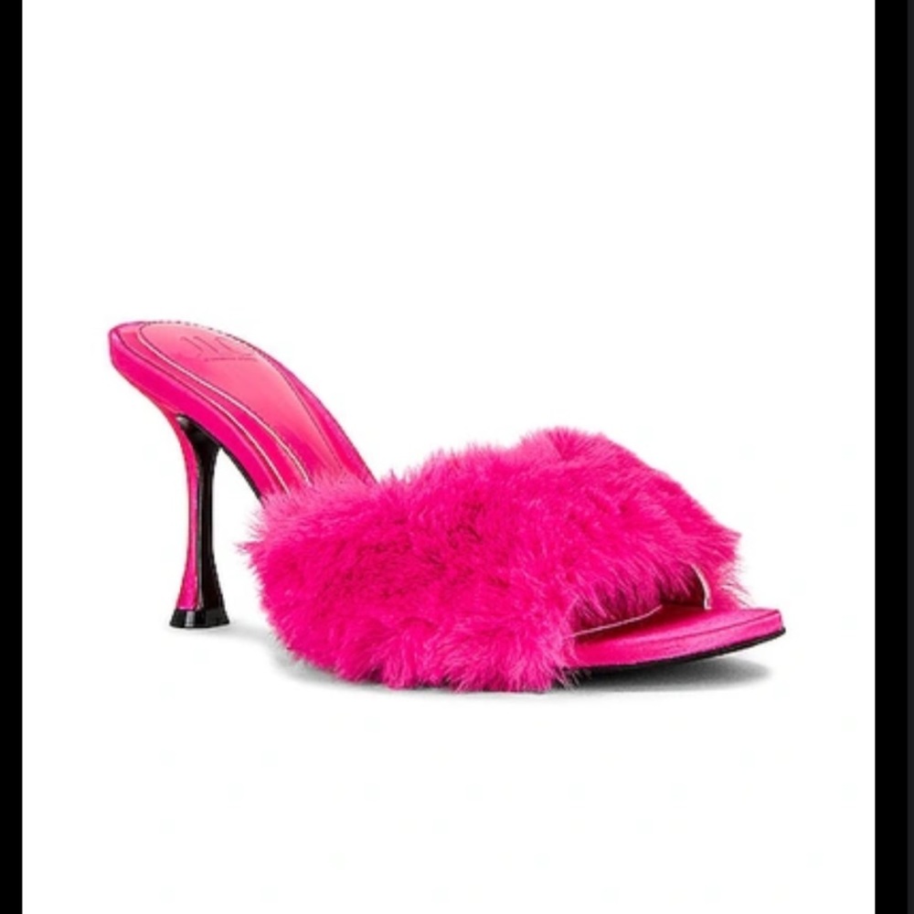 JLO Jennifer Lopez Bowery Faux Mink Mule in Lollipop, Size: 10